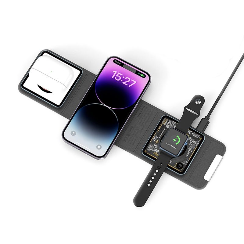 Беспроводное зарядное устройство с подставкой WiWU Foldable 3in1 W001 15W