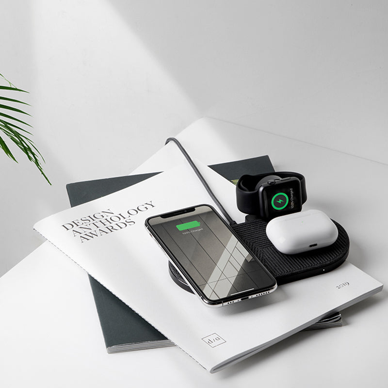 Беспроводное зарядное устройство Native Union Drop XL 3 в 1 + кабель, 10W, серый